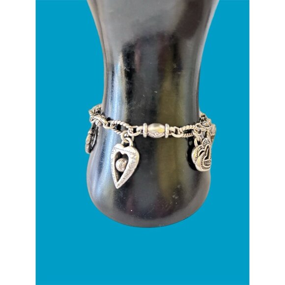 Brighton Retired "L'amore" Collection Multi-Heart Textured Charm Silver bracelet - Picture 5 of 6